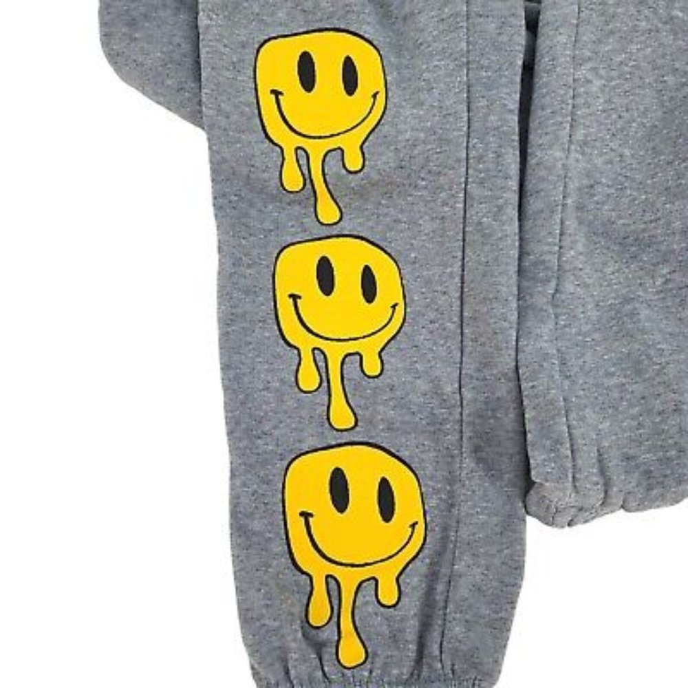 Smiley Face Positive Vibes Gray sweatpants Sz S lightly used without tags